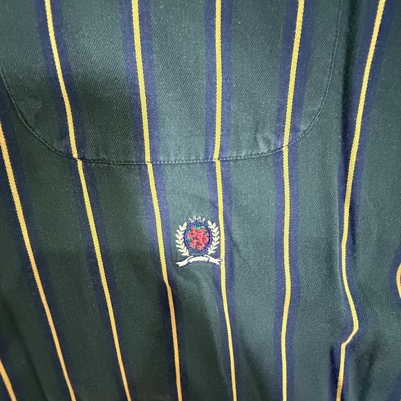 VTG Tommy Hilfiger Shirt Men's XL Green Stripe Long Sleeve Button Down 90s Retro - Picture 6 of 6